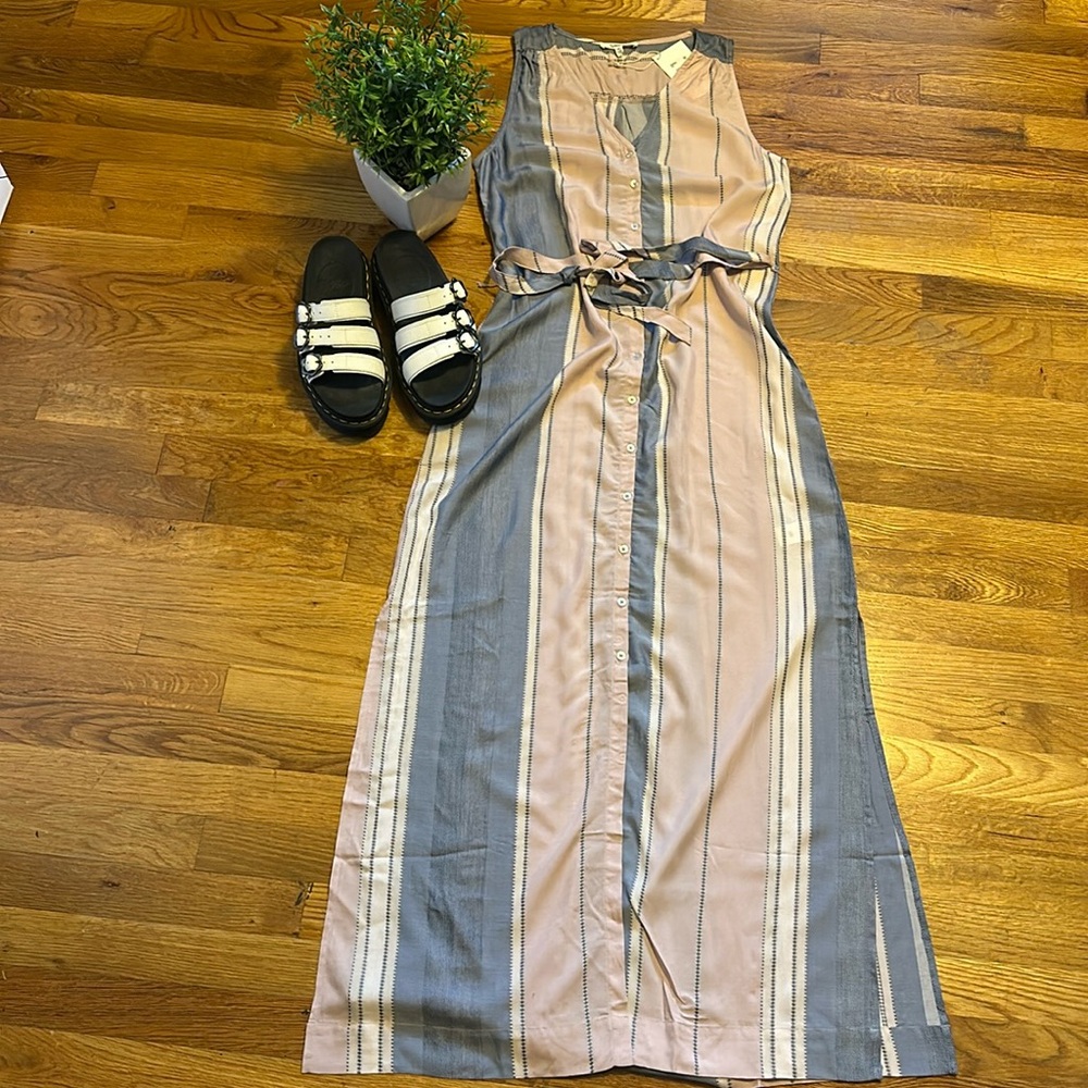 Splendid Collection Womens XS Kayla Patina Stripe Blue Sleeveless Maxi Dress